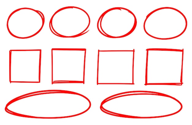 Plik wektorowy ręcznie narysowany rysunek okrągły kwadrat i kwadratowy podkreślenie ramy rysunku wektorowego ilustracja wektorowa