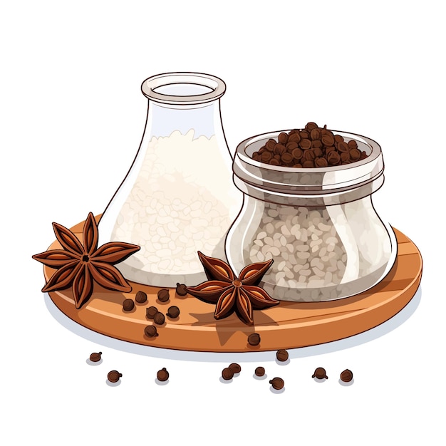 Plik wektorowy ręcznie narysowany salt and cloves spice animacja wektorowa ilustracja clipart biały tło