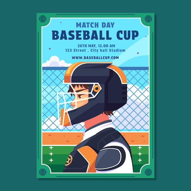 Plik wektorowy ręcznie narysowany szablon plakatu baseballowego