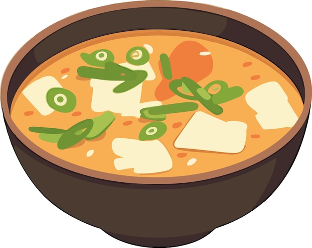 Plik wektorowy ręcznie narysowany wektorowy płaski projekt japońska zupa miso ilustracja żywności