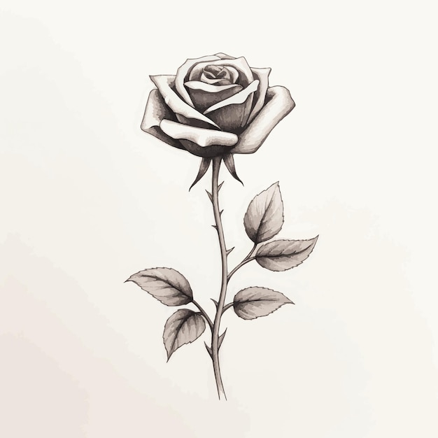 Ręcznie Narysowany Wektorowy Zarys Delikatnej Róży Idealny Do Eleganckich Wzorów Kwiatowych
