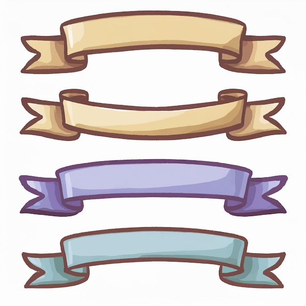Plik wektorowy ręcznie narysowany zestaw ikon banerów z kolorowymi wstążkami elementy wzornictwa dla kart powitalnych banery zaproszenie