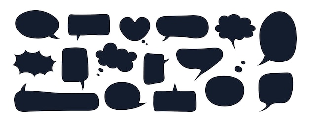 Ręcznie narysowany zestaw pęcherzyków mowy Pudełka tekstowe sylwetki styl doodle