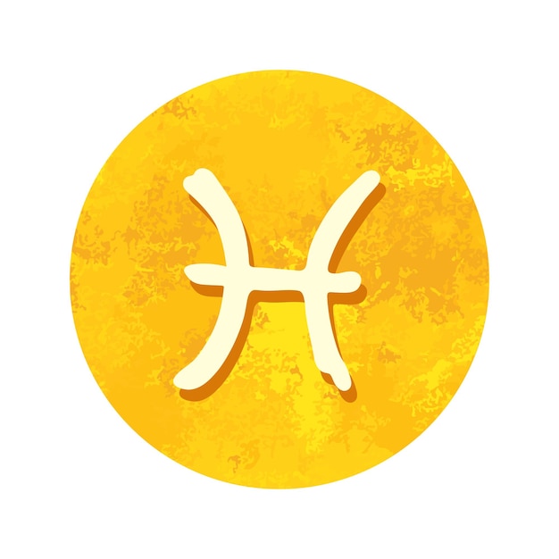 Plik wektorowy ręcznie narysowany znak zodiaku ryb w złotym okrągłym ramie astrologia doodle clipart element do projektowania
