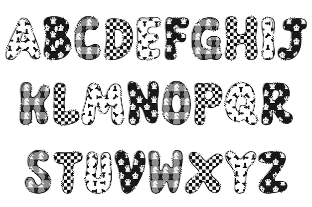 Ręcznie Robione Litery Szachowe Kolorują Kreatywny Projekt Typograficzny