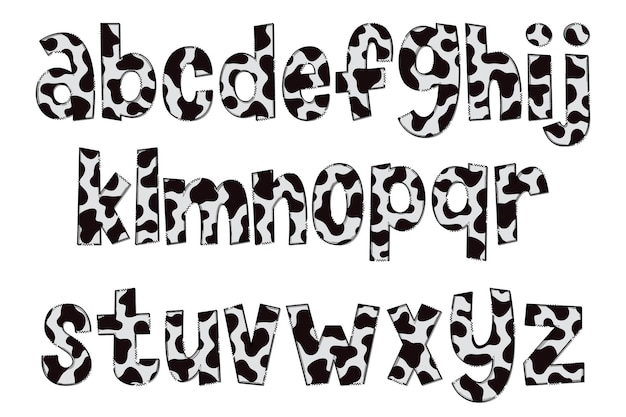 Ręcznie Robiony Krowa Tekstura Listów Kolor Kreatywnej Sztuki Projektowania Typograficznego