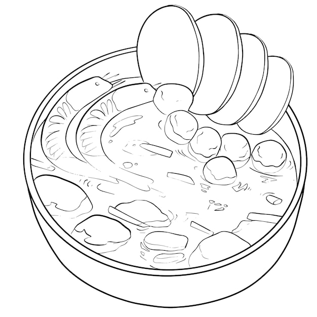 Ręcznie rysować ilustracja azjatyckie jedzenie. Doodle danie. Smaczne menu restauracji