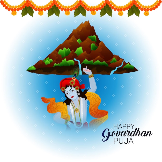 Ręcznie rysować ilustrację govardhan puja