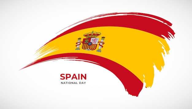 Plik wektorowy ręcznie rysowana flaga obrysu pędzla hiszpanii z ilustracji wektorowych efekt malowania