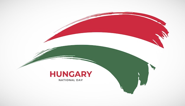 Ręcznie Rysowana Flaga Obrysu Pędzla Węgier Z Ilustracji Wektorowych Efekt Malowania