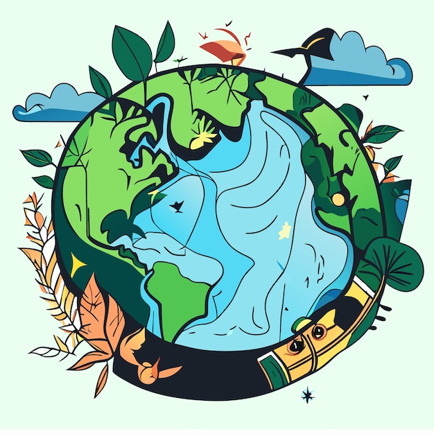 Plik wektorowy ręcznie rysowana grafika dotycząca zmian klimatycznych wołanie ziemi o pomoc