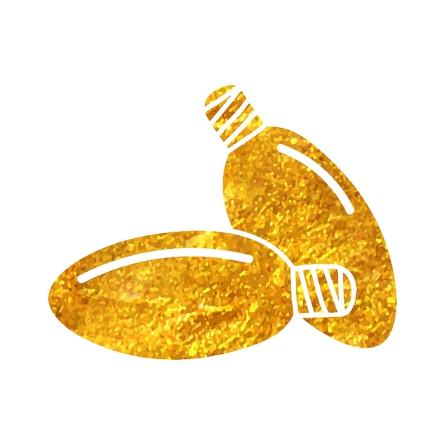Plik wektorowy ręcznie rysowana ikona żarówki świątecznej w ilustracji wektorowych tekstury złotej folii