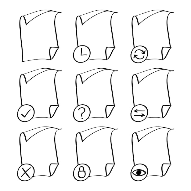 Plik wektorowy ręcznie rysowana ikona zarządzania przepływem dokumentów w stylu doodle