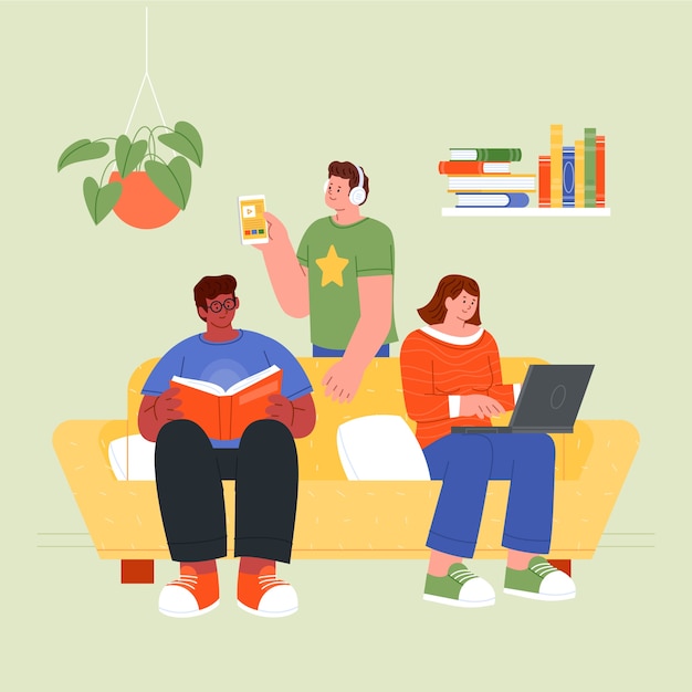 Ręcznie rysowana ilustracja colivingu