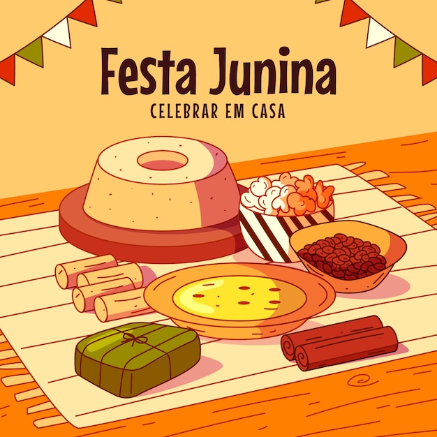 Plik wektorowy ręcznie rysowana ilustracja comida junina