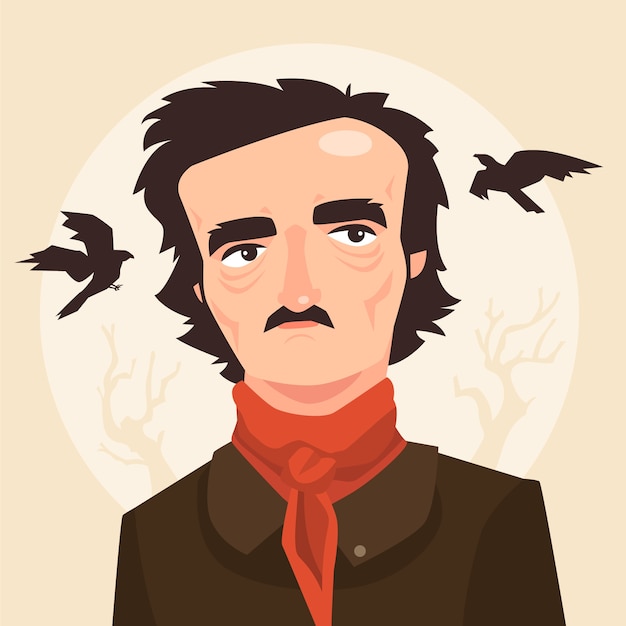 Ręcznie Rysowana Ilustracja Edgara Allana Poe