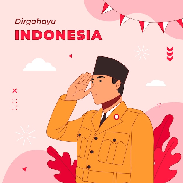 Plik wektorowy ręcznie rysowana ilustracja na obchody dnia niepodległości indonezji