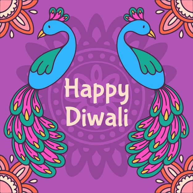 Ręcznie rysowana ilustracja na obchody festiwalu Diwali