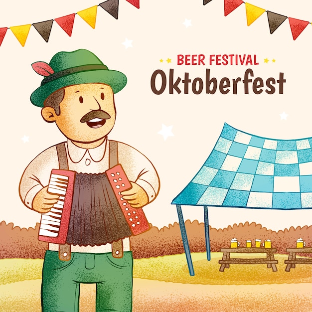 Plik wektorowy ręcznie rysowana ilustracja na obchody festiwalu piwa oktoberfest