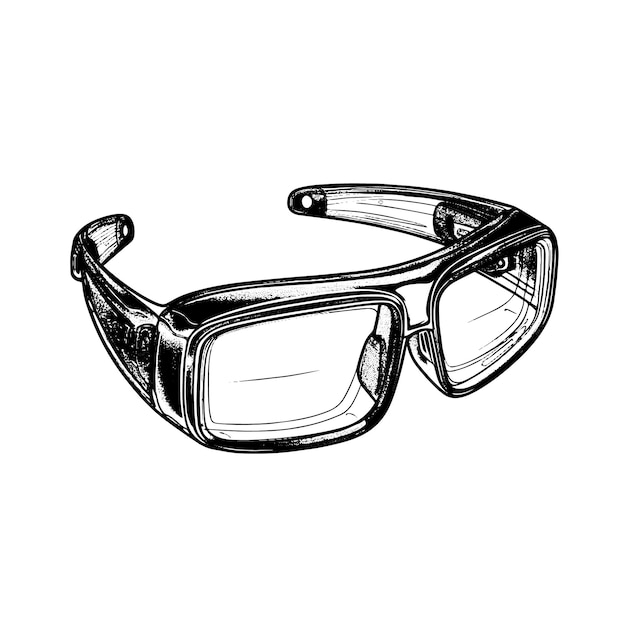 Plik wektorowy ręcznie rysowana ilustracja okularów rozszerzonej rzeczywistości w grawerowanym stylu izolowanym na białym tle