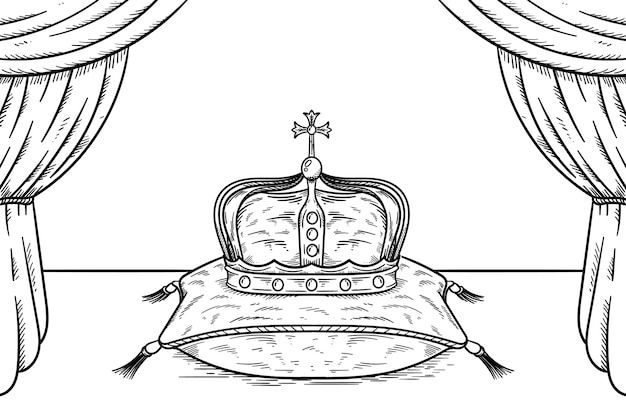 Ręcznie rysowana ilustracja rysunku korony