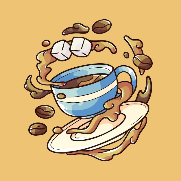 Plik wektorowy ręcznie rysowana kawa ilustracja