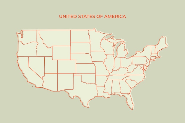 Plik wektorowy ręcznie rysowana mapa konturowa usa