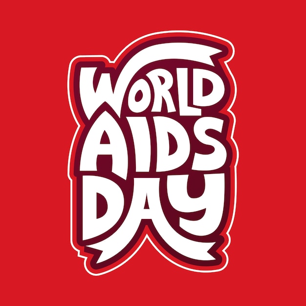 Ręcznie rysowana odważna typografia na Światowy Dzień AIDS 1 grudnia projekt szablonu plakatu medycznego