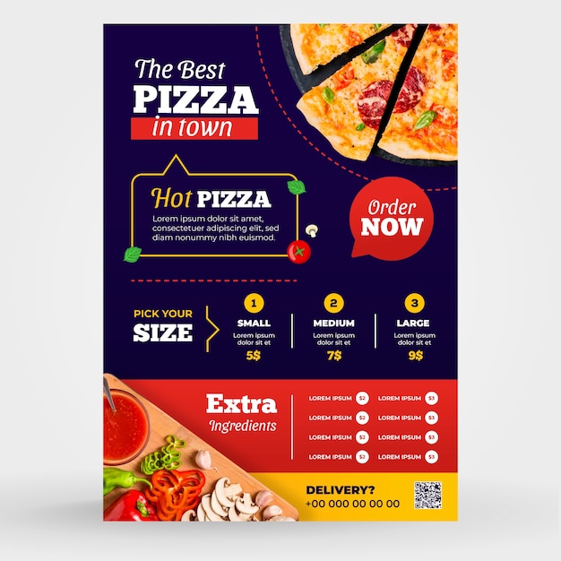 Ręcznie rysowana restauracja z plakatem pizzy
