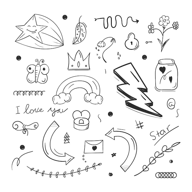 Ręcznie rysowane abstrakcyjne bazgroły doodle elementy
