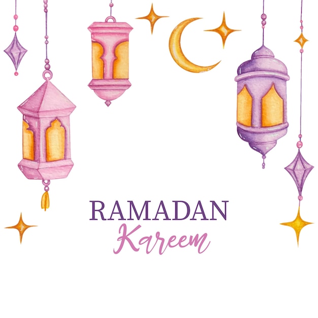 Plik wektorowy ręcznie rysowane akwarela ramadan kareem tło