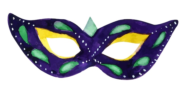 Plik wektorowy ręcznie rysowane akwarela wektor purpurowa maska karnawałowa na święta karnawałowe masquerade