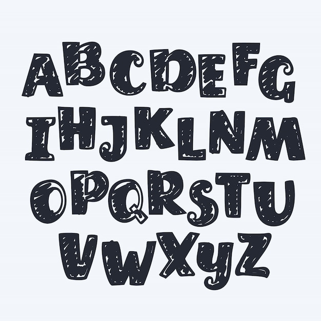 Ręcznie rysowane angielskie litery. ABC