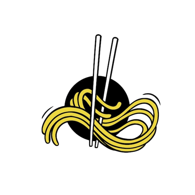 Ręcznie Rysowane Azjatyckie Japońskie Logo Makaron