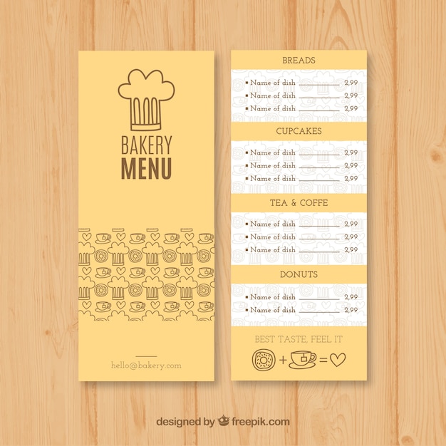 Ręcznie Rysowane Bakery Szablon Menu