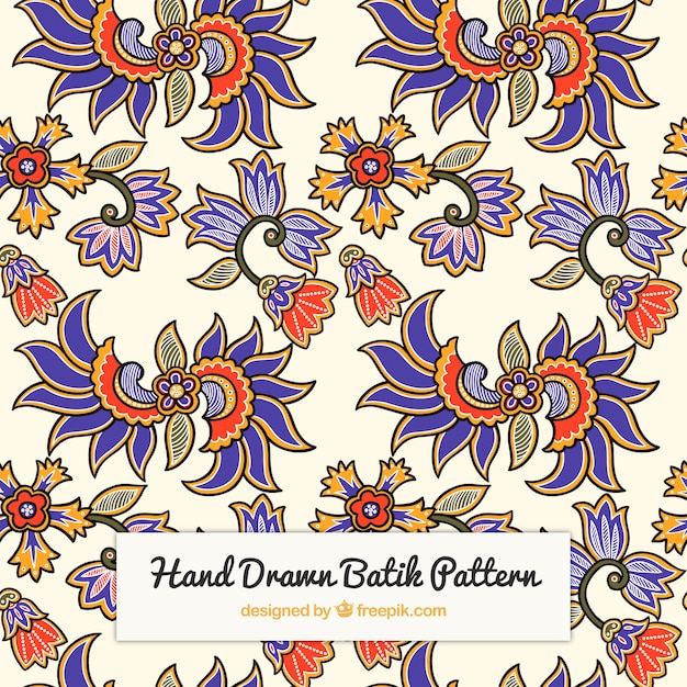 Ręcznie rysowane batik wzór kwiatowy