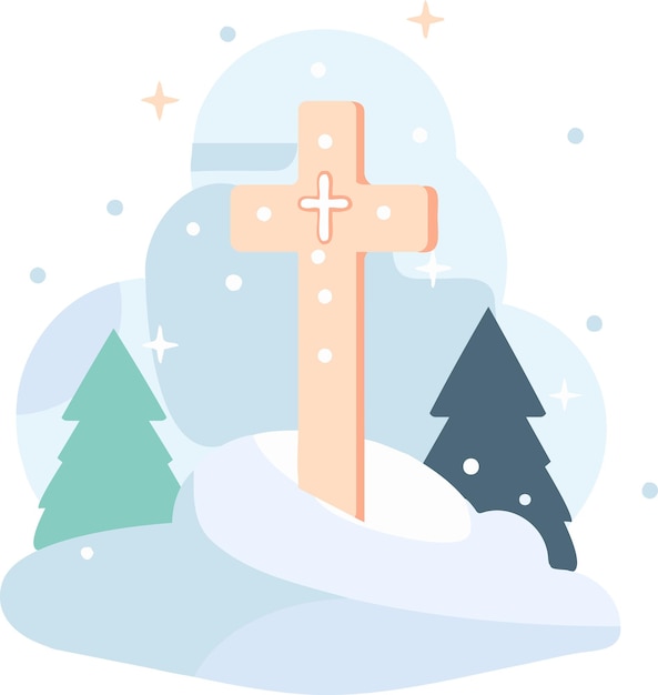 Ręcznie rysowane Boże Narodzenie krzyż w płaski