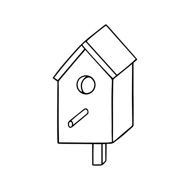 Ręcznie rysowane budki lęgowe doodle Birdhouse w stylu szkicu