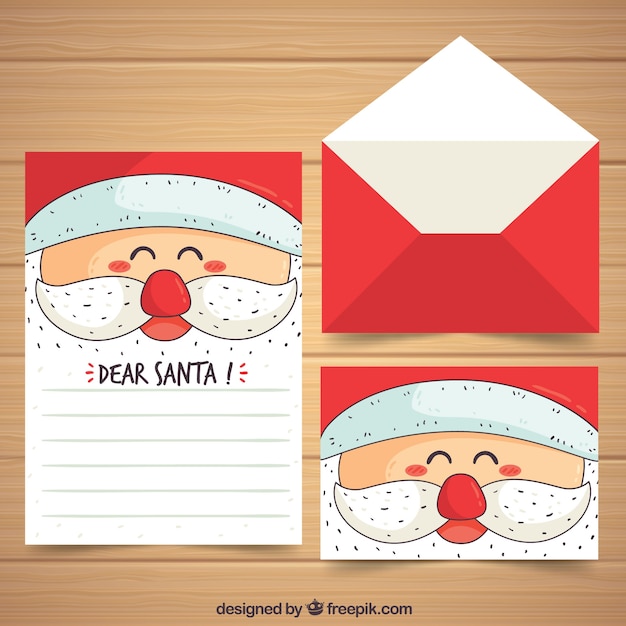 Ręcznie Rysowane Christmas List Szablon Z Twarzy Mikołaja