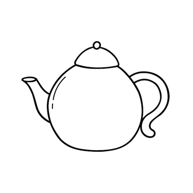 Ręcznie Rysowane Czajniczek Doodle Czas Na Herbatę W Stylu Szkicu