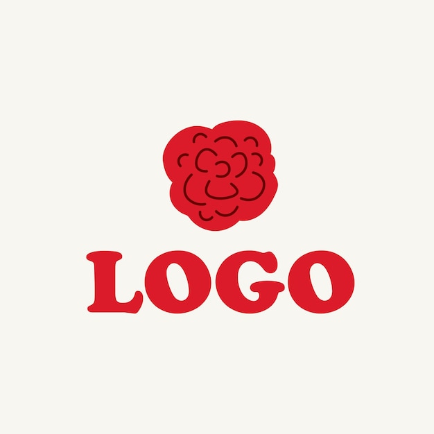 Ręcznie Rysowane Czerwona Róża Kwiat Logo Wektor