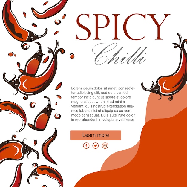 Plik wektorowy ręcznie rysowane czerwone chili projekt układu wegetariańskiego jedzenia