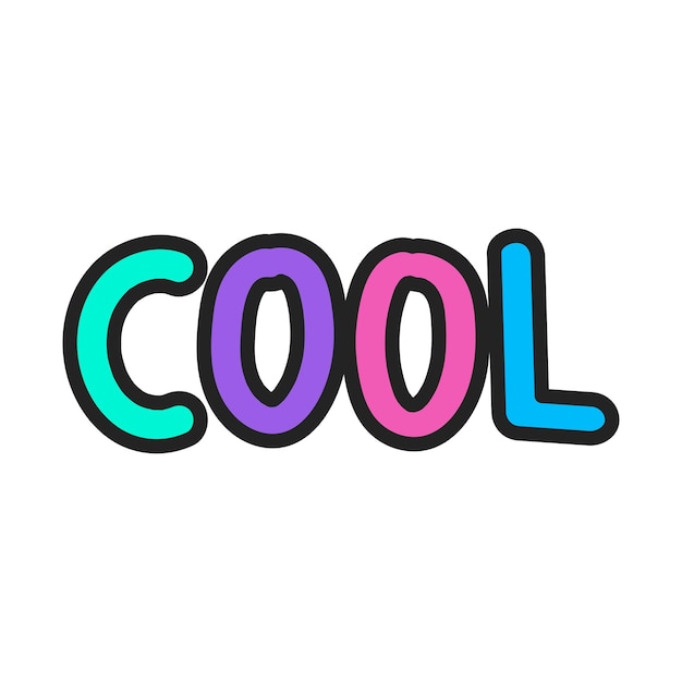 Ręcznie rysowane doodle element w modnym stylu lat 90. 2000. Napis jest fajny na białym bac