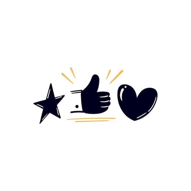 Plik wektorowy ręcznie rysowane doodle gwiazda kciuk w górę miłość jak symbol dla ilustracji wektorowych ikona kreskówka mediów społecznościowych