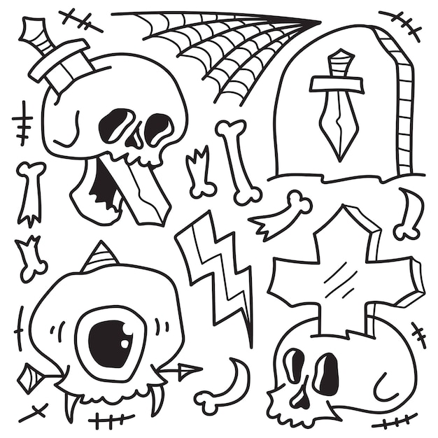 Ręcznie Rysowane Doodle Halloween Rysunek Do Kolorowania