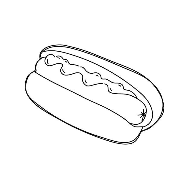 Plik wektorowy ręcznie rysowane doodle hot dog z musztardą wektor