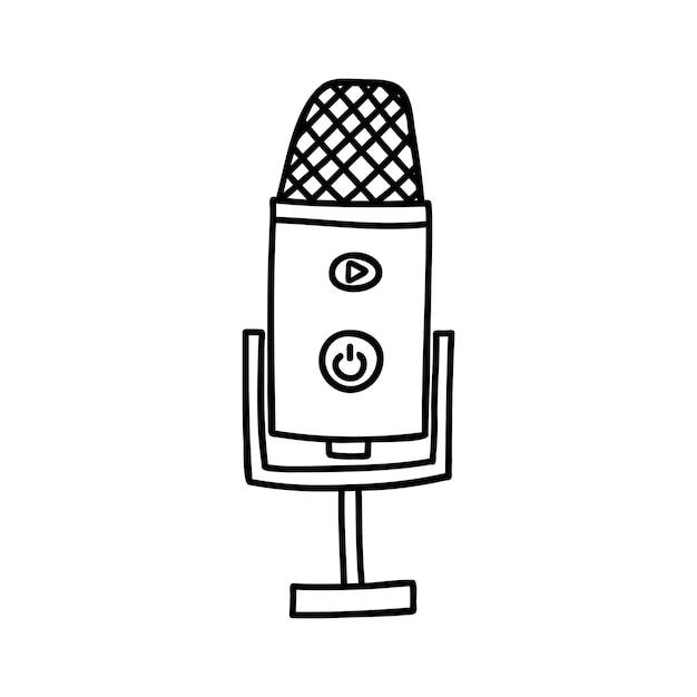 Ręcznie rysowane doodle mikrofon ilustracji wektorowych na białym tle