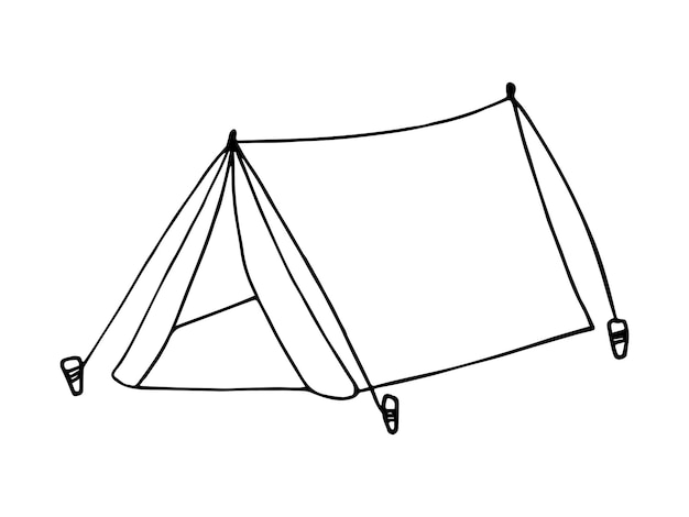 Ręcznie Rysowane Doodle Namiot Obóz Vector Clipart