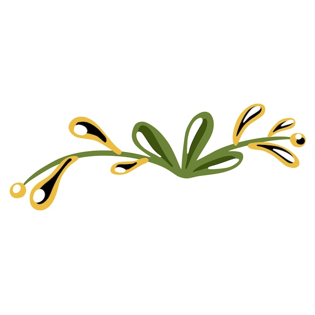 Ręcznie rysowane doodle oddział z liśćmi na białym tle