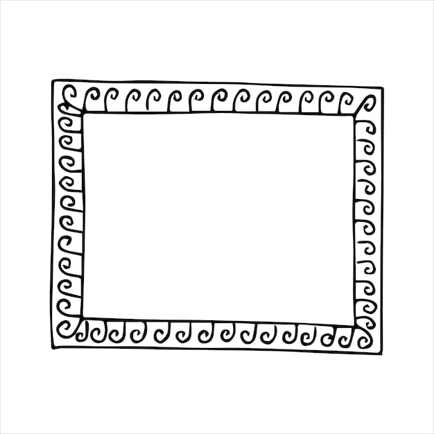 Ręcznie Rysowane Doodle Styl Prostokątna Rama Czarno-biała Ilustracja Wektorowa